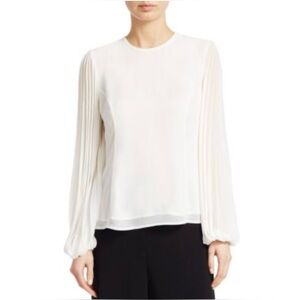 Zimmermann “Sunray” Pleated-Sleeve Blouse in White Size 2